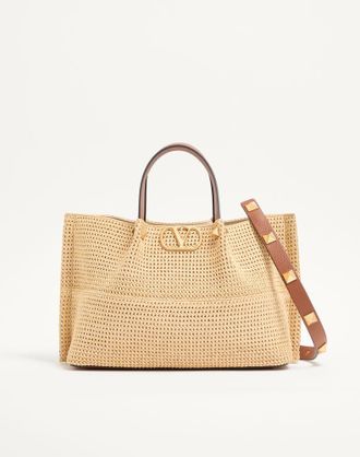 Valentino Garavani Borsa Shopping Media Valentino Garavani VLogo Signature Summer In Rafia Donna NATURALE UNI