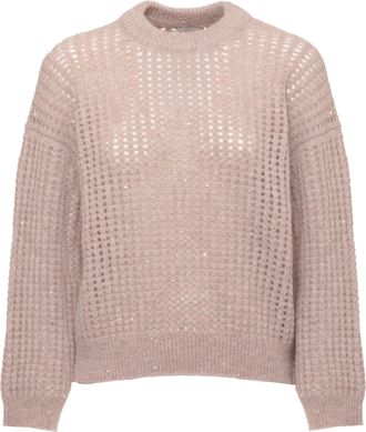 PESERICO All-Over Perforated Alpaca Blend Sweater With Sequins