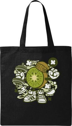 Generic Kiwi Sports Fruit Hip Hop Styled Art Natural Ecological Cotton Tote Bag Black