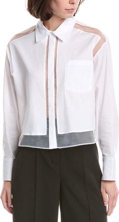 Kenneth Cole Combo Panels Poplin Crop Shirt