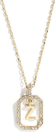 BaubleBar Alicia Intial Pendant Necklace in Clear - Z at Nordstrom