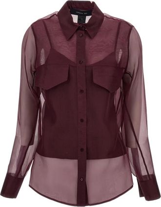 Federica Tosi Doorzichtige Zijden Organza Blouse - Dames - Overhemden - Rood - L - Organza - Overhemden