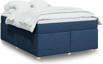 vidaXL Cama Box Spring Con Colch&oacute;n Tela Azul 160x200 Cm Vidaxl