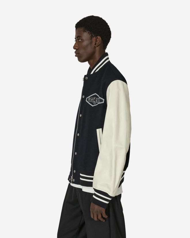 sacai Gonz Wool Melton x Leather Jacket Navy / Off White