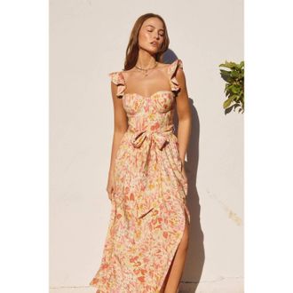 Dress Forum Alba Corset Flutter Dress In Beige