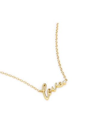 Kurt Geiger Love Script Pendant Necklace in Gold at Nordstrom