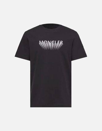 Moncler Mens Text Logo T-Shirt Black - Size: 40