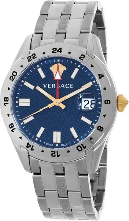 Versace Greca Time GMT Quartz Blue Dial Mens Watch VE7C00523