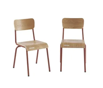 Pantone Lote de 2 sillas terracotta chapa de fresno y patas de metal