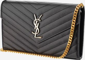 Saint Laurent Womens Wallet With Chain Quilted Leather Black Shoulder Bags