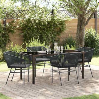 vidaXL Vidaxl - Conjunto De Comedor De Jard&iacute;n 5 Pcs Negro Polirat&aacute;n