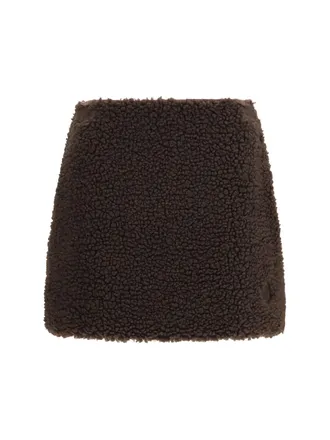 Moncler Teddy-Effect Fleece Miniskirt - Taupe
