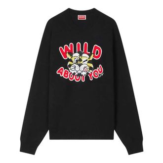 Kenzo Round-neck Knitwear, male, Black, Size: XL Wild Tiger jumper