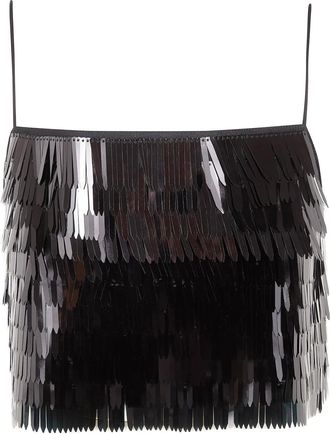 Self Portrait Top verfraaid met pailletten - Zwart