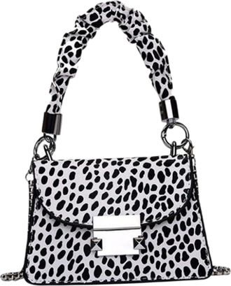 Yardwe Lightweight Leopard Print PU Tote Bag with Detachable Chain Strap and Smooth Metal Zipper Moderate Capacity Casual Shoulder Bag for Women Portable Fas