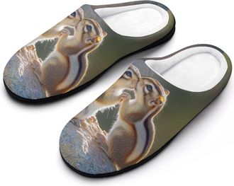Generic Chipmunks Kissing Womens Slippers Warm House Slippers Indoor House Shoes with Anti-Skid Rubber Sole