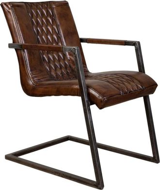 Wanderlust Deco Silla de metal y piel marrón 51x65x82h cm