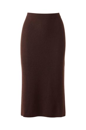 Kinross Cashmere Womens Rib Skirt In Chocolate