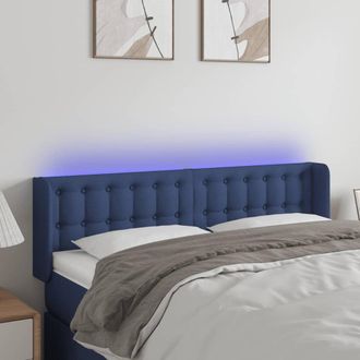vidaXL Cabecero Con Led De Tela Azul 147x16x78/88 Cm Vidaxl