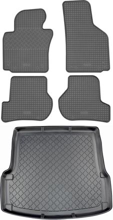 OEM Skoda Octavia Ii 1z Hatchback (5 Puertas) De 03.2004 A 01.2013 Set - Alfombrillas De Goma Para Coche + Alfombrilla Para Maletero
