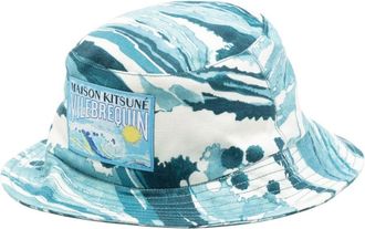 帽子・その他 Denim Bucket Hat - Maison Kitsune - Cotton - Blue Maison Kitsuné - Denim Bucket Hat | HBX - Globally Curated
