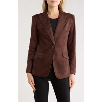 Max Studio Faux Suede Blazer in Dark Brown at Nordstrom Rack, Size X-Small