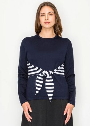 YAL New York Navy Knit Top with Side Tie