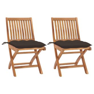 vidaXL Vidaxl - Sedie Da Giardino 2 Pz Con Cuscini Talpa In Massello Di Teak
