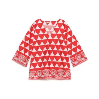 Maliparmi Blouses, female, Red, Size: XL Optical Broderie Shirt