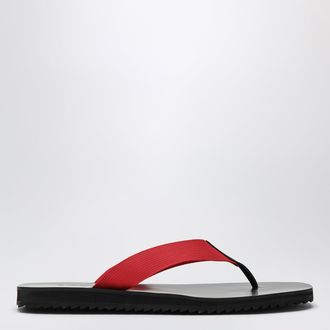 Senso Xylon red leather and fabric slides