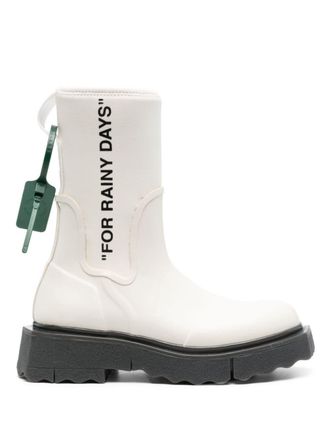 Off-white Enkellaarzen met tekst - Wit