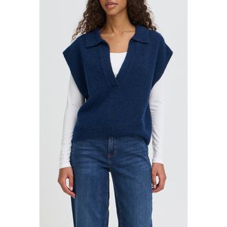 Ichi Ihpovoke Collar Sweater Vest in Blueprint at Nordstrom, Size Xx-Large