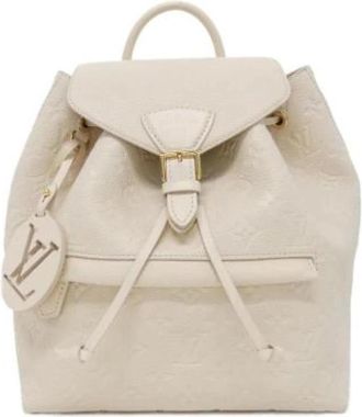 Louis Vuitton Pre-owned Montsouris PM Rugzak - Dames - Vintage Rugzakken - Beige - ONE Size - Leer - Vintage