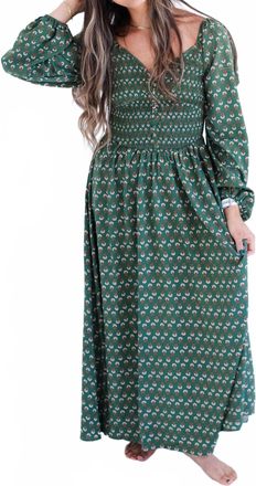 Wildflower Womens Long Sleeve Floral Maxi Dress In Olive