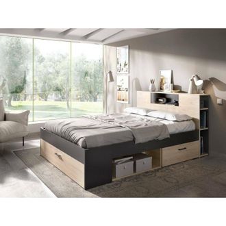 Dmora Dmora - Cama Doble Fariola, Sommier Para Dormitorio, Estructura De Cama Por Habitaci&oacute;n, Estructura Del Sostenedor Del Colch&oacute;n, 150x219 H95 Cm, Antraci
