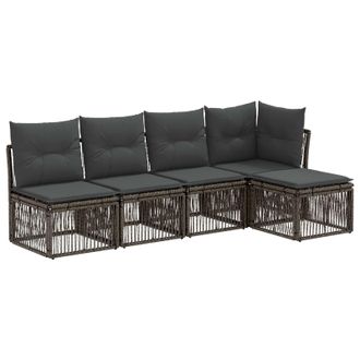 vidaXL Conjunto De Sof&aacute;s De Jard&iacute;n 5 Pcs Gris Rat&aacute;n Sint&eacute;tico Vidaxl