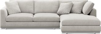 Castlery Hamilton Chaise Sectional Sofa Right Facing Customized, Performance Classic Twill Medium Grey, Spill Resistant, Removable Covers for Sofas