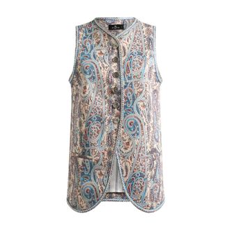Etro Etro, Vests, female, Multicolor, Size: S Chaleco con motivo floral de cachemira