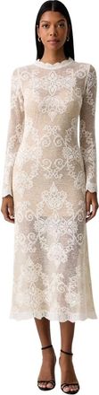 Twinset Vestido largo de punto en mezcla de alpaca con jacquard - Dresses - Mujer - Beige - M