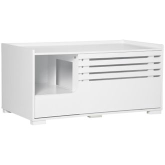 STILVORA Mueble Para Arenero De Gato Con 1 Puerta Magnetica Y 2 Estantes, Espacio De Almacenaje Elevado, En Madera, Blanco, 90x48x43.5 Cm
