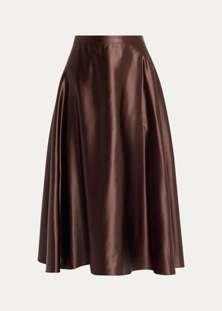 Willy Chavarria Lorretta Satin Midi A-Line Skirt