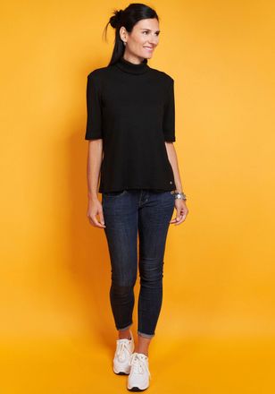 Seidel Moden Rollkragenshirt SEIDEL MODEN, Damen, Gr. 54, schwarz, Jersey, Obermaterial: 69% Polyester, 28% Viskose, 3% Elasthan, unifarben, Basic, bequem h&uuml;ftlang