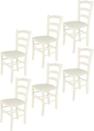 Tommychairs Tommychairs 6 Sillas Venice En Haya Anilina Blanca, Asiento Tela Marfil
