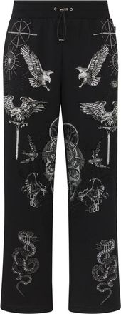 Philipp Plein Joggingbroek Tattoo Stones - Heren - Sweatpants - Zwart - S - Katoen - Broeken