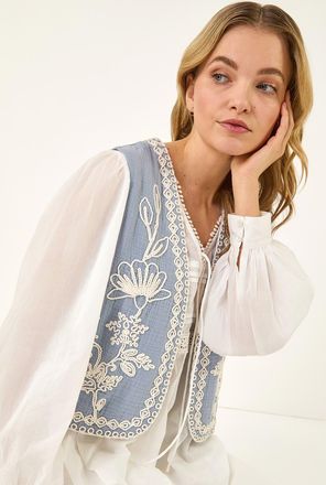 DUSK Floral Embroidered Waistcoat