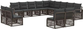 vidaXL Conjunto De Sof&aacute;s De Jard&iacute;n 13 Uds. Gris Rat&aacute;n Sint&eacute;tico Vidaxl