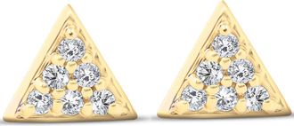 Pompeii3 14k Yellow Gold Triangle Pave.12Ct Diamond Delicate Studs Womens Earrings