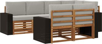 vidaXL Conjunto De Sof&aacute;s De Exterior 7 Uds. Natural Y Gris Claro Vidaxl