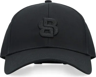 HUGO BOSS Mens Boss Logo Baseball Cap Black Cotton Hat