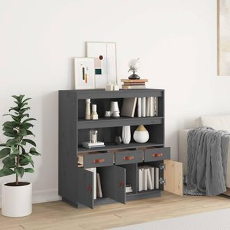 Berkfield Home Highboard Grey 100x40x108.5 cm Solid Wood Pine